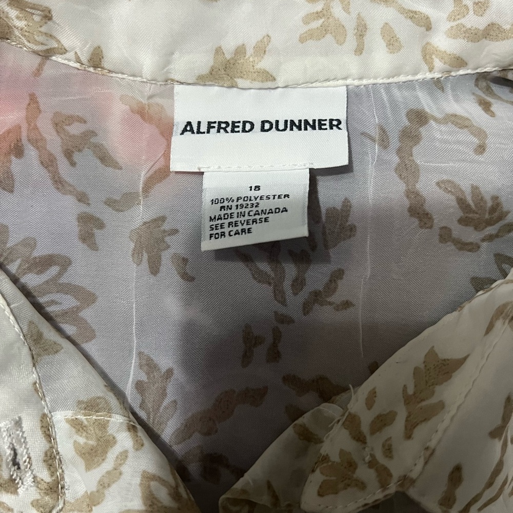 Alfred Dunner Beige Patterned Blouse